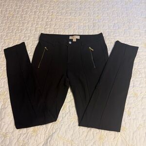 Michael Kors Size 8 Brown Pants with Gold Button and front zippers.